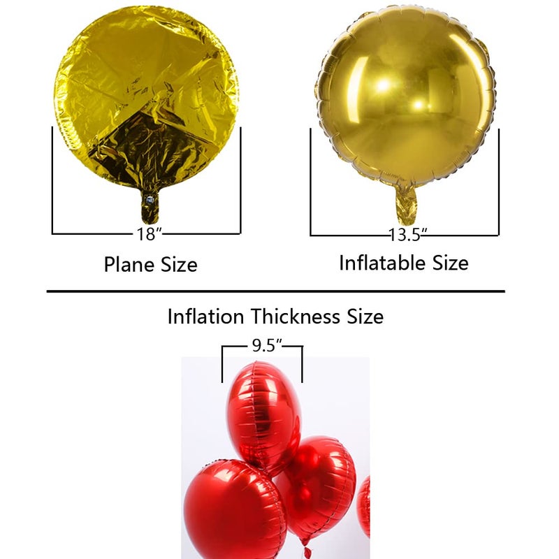 Adeer 18" Gold Round Shaped Foil Balloons Mylar Helium Balloons for Birthday Party Wedding Baby Shower Decorations, Pack of 20 - Image 3